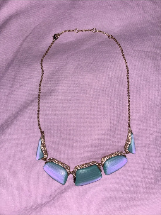 Alexis Bittar Jewelry - Alexis Bittar Aqua Blue/Purple and Gold Crystal Embellished Necklace